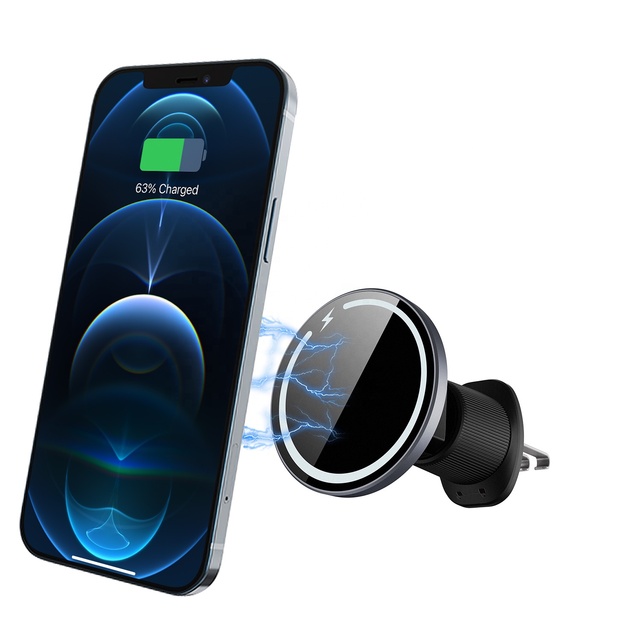 BSCI 2023 New 15W Auto Smart Magnetic Charger Car Vent Mout Phone Holder Wireless Magnetic Car Charger for iPhone 11/12/13/14/15