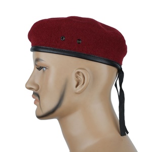 Béret en <span class=keywords><strong>Laine</strong></span> 100% Rouge Brodé de Haute Qualité Double Safe Factory, Casquette Tactique de Sécurité pour <span class=keywords><strong>Femme</strong></span> - Product Image 3