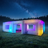 Tente cube LED gonflable en bâche PVC double couche personnalisable, imperméable et résistante au vent, idéale pour les expositions, événements et mariages