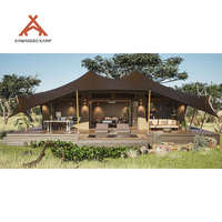 Tente de glamping de luxe Kawagebo Kamp (KK) 44' x 31' avec membrane permanente, 2 personnes, PVDF, avec salle de bain