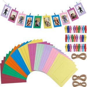 กรอบรูปกระดาษสี<span class=keywords><strong>6</strong></span><span class=keywords><strong>นิ</strong></span>้วแบบทำมือ30ชิ้นพร้อมคลิปขนาดเล็กและ<span class=keywords><strong>เชือก</strong></span><span class=keywords><strong>ป่าน</strong></span>เรซิ่นเคลือบ10สีสำหรับบ้านหอพักสำนักงาน - Product Image 1