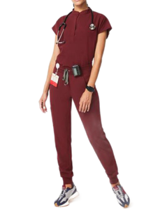 Personalizado cuello en V Hospital uniformes enfermería Tops <span class=keywords><strong>Jogger</strong></span> pantalones uniforme mujeres quirúrgico enfermera Scrub trajes uniforme médico manga corta - Product Image 4
