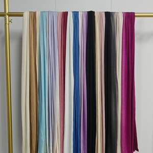 Sciarpa lunga in Jersey di cotone sfumato stampato biadesivo in Jersey elasticizzato Obmre Hijab sciarpa musulmana avvolgente scialle bicolore - Product Image 5