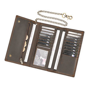 Portefeuille long AndoBag pour homme, style rétro, en cuir de vache véritable Crazy Horse, porte-cartes, porte-monnaie, pochette à trois volets, 1404 - Product Image 6