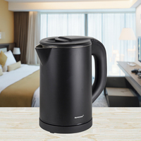Honeyson H1268 Hotel 0.8L Ketel Air Listrik Manual Komersial Hitam Stainless Steel Portabel Kontrol Suhu 360 Derajat