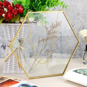 <span class=keywords><strong>Marco</strong></span> DE FOTOS colgante de cristal dorado de pared hexagonal, <span class=keywords><strong>marco</strong></span> flotante con cadenas - Product Image 6