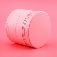 Broyeur à herbes rose mat de 2,5 pouces pour femmes, logo OEM gratuit, accessoire de fumage en aluminium avec emballage en boîte