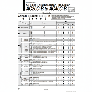 การรวมกันของลม AC30C-03G-R-B ชิ้นส่วนนิวเมติก SMC - Product Image 1