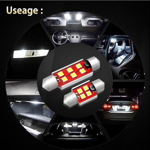 ไฟภายในรถยนต์ <span class=keywords><strong>G</strong></span>-View รุ่นใหม่ สว่างพิเศษ 12V 1.7W ขนาด 31 มม. 39 มม. หลอดไฟ LED แบบ Festoon สำหรับอ่านหนังสือและประตู สีขาว วอร์มไวท์ ไอซ์บลู - Product Image 3