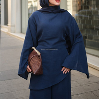 Ensemble haut et pantalon musulman modeste en lin et viscose Willson, ensemble islamique pour femmes, manches longues élégantes, à porter au quotidien