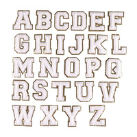 Yiwu Wintop Promotion de stock en gros : Patchs alphabet en chenille à paillettes dorées thermocollants de 5,5 cm (lettres A-Z) pour chemises, sweats à capuche et manteaux