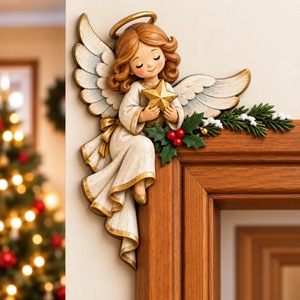 Decoración de esquina para marco de puerta de Navidad, adorno de resina para el hogar, decoración de pared para fiestas navideñas - Product Image 2