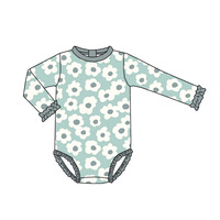 Maillot de bain une pièce en dentelle à manches longues pour petite fille d'été de qualité supérieure avec bouton inférieur et maillot de bain pour enfants à séchage rapide