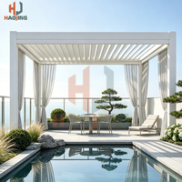 Pergola à lames orientables en aluminium coupe-vent, toit à commande manuelle moderne, protection solaire toutes saisons, imperméable, montage facile, finition poudrée