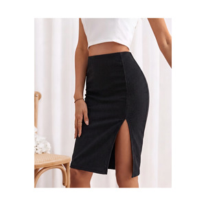 Jupe en tissu ottoman pour femmes, taille élastique, longueur 65 cm, vêtements de saison - Product Image 4