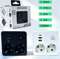 Adaptador de Enchufe USB Tipo C Estándar Europeo, Adaptador Inteligente Multifuncional de Uno a Dos NS-85U 2.5A