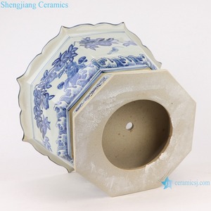 RZAJ18 <span class=keywords><strong>Maceta</strong></span> de ocho lados azul y blanca con <span class=keywords><strong>maceta</strong></span> de cerámica de diseño de murciélagos y melocotones - Product Image 5
