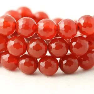 10mm runde facettierte rote Achat-Karneol-Stein perlen
