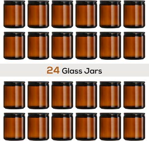 Sang Trọng Nến Container 4Oz 8Oz 500Ml Rỗng Handmade Hổ Phách Nến Thủy Tinh Jar Với Màu Đen Nhôm Kim Loại Có Nắp Đậy Và Hộp Bao Bì - Product Image 3