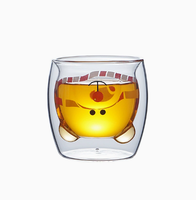 Tasse en verre borosilicate à double paroi en forme d'ours mignon, tasse à café, thé, lait, verre intérieur coloré résistant à la chaleur