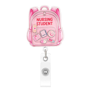 Ensemble de porte-badges médicaux en acrylique avec design cœur et stéthoscope pour infirmière et étudiant, porte-carte d'identité rétractable translucide - Product Image 6