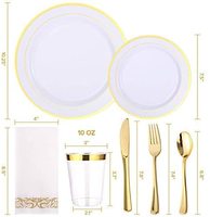 50 invités assiettes de luxe transparentes dures jetables à bord doré vaisselle assiettes de chargeur en plastique de qualité supérieure assiettes de mariage