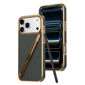 เคสโทรศัพท์ TPU ชุบด้วยไฟฟ้าสำหรับ <span class=keywords><strong>iPhone</strong></span> 17 <span class=keywords><strong>Pro</strong></span> <span class=keywords><strong>Max</strong></span> 17 Air 16 15 <span class=keywords><strong>14</strong></span>สไตลัส<span class=keywords><strong>ปากกา</strong></span>สแบบบูรณาการพื้นผิวคาร์บอนไฟเบอร์ - Product Image 1
