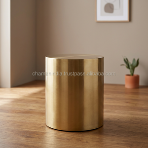 Chaman India Antique Brass Coffee Table with <b>Stool</b>/Ottoman Home Furniture for Living Room Durable Metal - Product Image 3