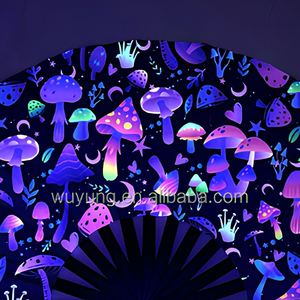 Meilleures ventes : Grands éventails à main en bambou pour festivals, avec impression UV et motif champignon réactif, artisanat en bambou pour fêtes - Product Image 4