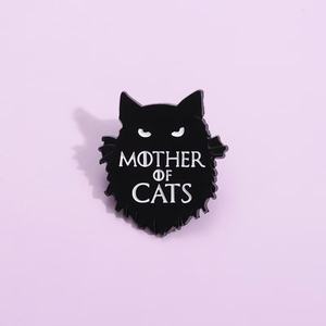 Broche de acero troquelado con cabeza de gato negro de dibujos animados lindo de Metal de Animal único creativo, logotipo de impresión personalizado, regalo para bolsas de ropa - Product Image 2