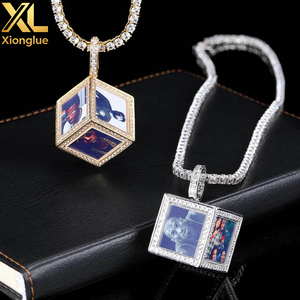 Hip Hop Personalized Zircon Copper 18K Gold Plated Custom Memory <b>Cube</b> <b>Photo</b> Pendant Necklace-Gift - Product Image 6