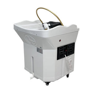 Bac à shampoing portable 2-en-1 en acier inoxydable avec réservoir d'eau de 60 L, roues réglables et fonction de massage pour le soin du cuir chevelu - Product Image 5