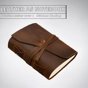 High Quality Crazy Horse Leather Cover <b>A5</b> Top Layer Cowhide <b>Notebook</b> Retro Travel Journal 100 Sheets Gift Planner - Product Image 3