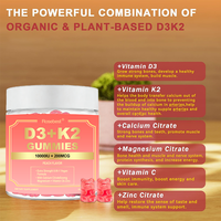 Vente en gros de gommes à mâcher personnalisées à la formule végane extra forte 6 en 1, enrichies en vitamine D3 K2, avec 500 mg de citrate de calcium, magnésium + vitamine C et zinc