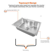 Évier de salle de bain et cuisine moderne personnalisé, en acier inoxydable 201 ou 304, grand lavabo à linge, armoire