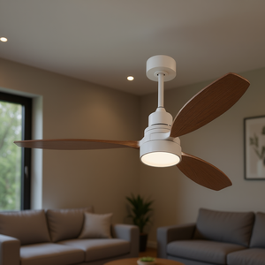 Ventilatore da soffitto a LED integrato da 52 pollici con 3 pale in legno, kit luce e telecomando a 6 velocità per soggiorno, design moderno - Product Image 2