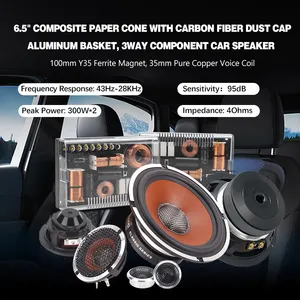 Pengeras suara 3 arah 6.5 inci, komponen elektronik speaker mobil 2 arah untuk mobil stereo audio aluminium