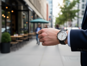 Orologio da Uomo Analogico al Quarzo Cronografo con Cassa in Acciaio Inossidabile e Cinturino in Pelle, Quadrante 42mm, Stile Casual con Chiusura a Fibbia - Product Image 2