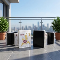 Table de Mahjong Américain Moderne Portable pour 4 Joueurs, Noire et Blanche avec Coquille de Nacre Acrylique, Table de Jeu Familiale