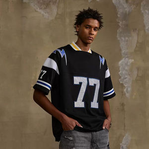 T-shirt pour homme en coton 100% de haute qualité, tricoté, logo personnalisé en strass, broderie, coupe ample, manches courtes - Product Image 2