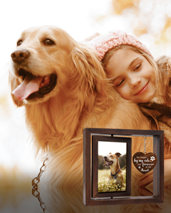 Pet Memorial <b>Photo</b> <b>Frame</b> Double Sided Wooden Dog Rotating Picture <b>Frame</b> With <b>Heart</b> <b>Shape</b> Hanging Plaque for Loss of Dog - Product Image 4