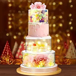 Yageli bán sỉ Acrylic bánh hiển thị trường hợp bánh Hội Đồng Quản trị vuông đứng cho đám cưới hiển thị thực phẩm - Product Image 1