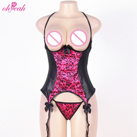 Lingerie en cuir à bretelles, dos ouvert en maille, grande taille, nuisette érotique pour femmes rondes, XS-4XL, vêtements pour femmes rondes, grande taille