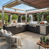 Cuisine extérieure moderne en acier inoxydable 304 imperméable ODM, cuisine extérieure multifonctionnelle personnalisée pour jardin, barbecue, cour, patio