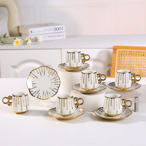 Hot Selling Electroplated Ceramic Coffee <b>Cup</b> <b>Sets</b> Arabic Tea <b>Cup</b> <b>Set</b> of 6 Pcs Small Espresso <b>Cup</b> and Saucer Gift <b>Set</b> - Product Image 4