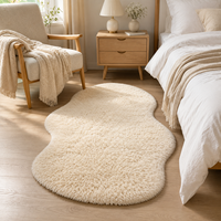 Tapis shaggy de luxe en fausse fourrure, forme irrégulière, poils longs de 35 mm, antidérapant, doux, pelucheux, écologique, pour chambre d'hôtel, grand format