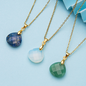 Vente en gros acier inoxydable pierre naturelle oeil <span class=keywords><strong>de</strong></span> tigre <span class=keywords><strong>rose</strong></span> quartz collier mode vintage pierres précieuses collier <span class=keywords><strong>goutte</strong></span> d'<span class=keywords><strong>eau</strong></span> cadeau - Product Image 1
