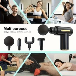 Pistolet de massage vibrant puissant pour tissus profonds, format de poche, 4 têtes de massage, contrôle de la vitesse à 4 niveaux, moteur à balais, 1800 mAh - Product Image 4