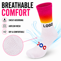Chaussettes mi-mollet respirantes personnalisées à motif dégradé et maille, avec logo et motif de bout personnalisés, idéales pour le cyclisme et l'entraînement de course à pied