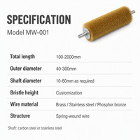 Rouleau de brosse métallique en laiton, acier inoxydable, fil de bronze phosphoreux pour ébavurage et décapage de la rouille, longueur et diamètre personnalisés, OEM